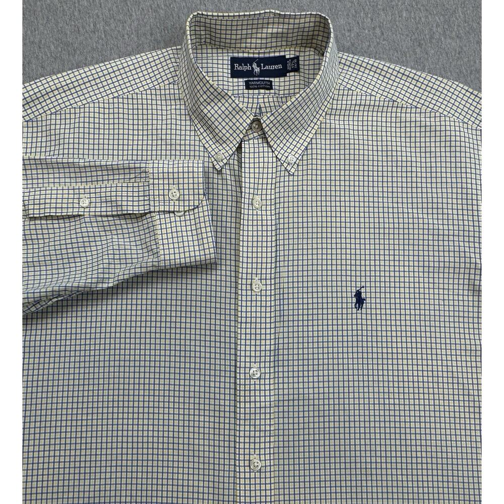 Ralph Lauren Shirt Mens 17.5 - 34/35 Check 100% Cotton Yarmouth Button Down